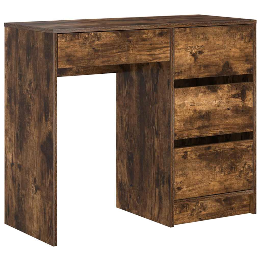 Bureau met lade Gerookt eiken 90 x 37,5 x 75 cm Bewerkt hout is nu te koop bij PeponiXL, paradijselijk wonen!