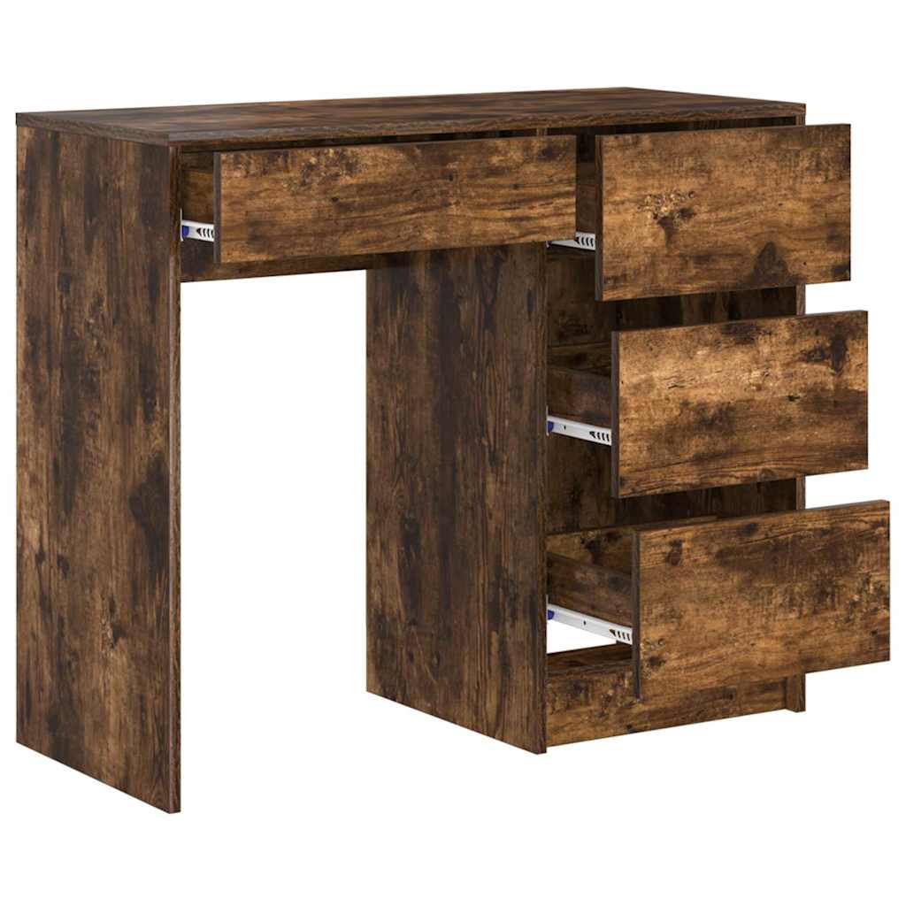 Bureau met lade Gerookt eiken 90 x 37,5 x 75 cm Bewerkt hout is nu te koop bij PeponiXL, paradijselijk wonen!