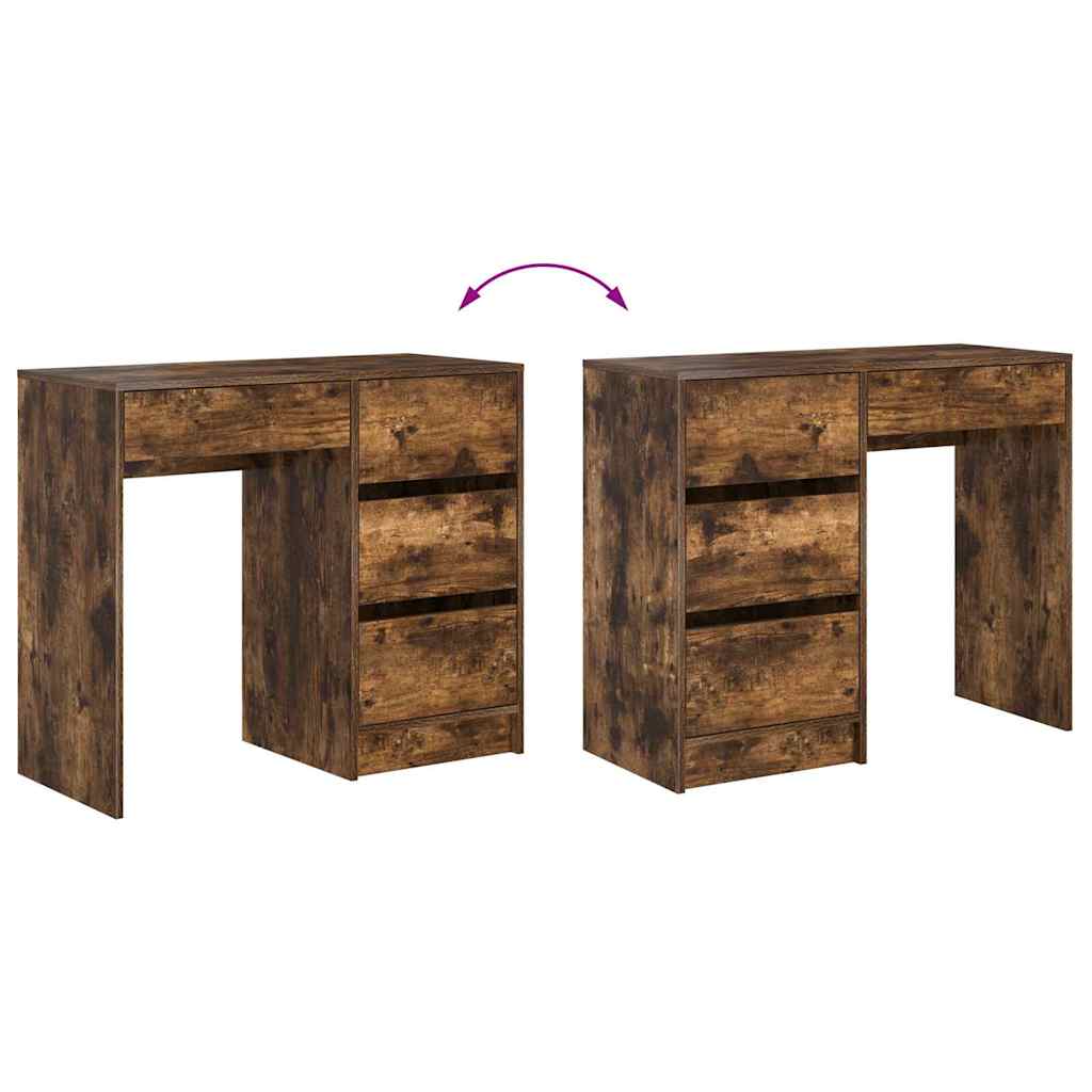 Bureau met lade Gerookt eiken 90 x 37,5 x 75 cm Bewerkt hout is nu te koop bij PeponiXL, paradijselijk wonen!