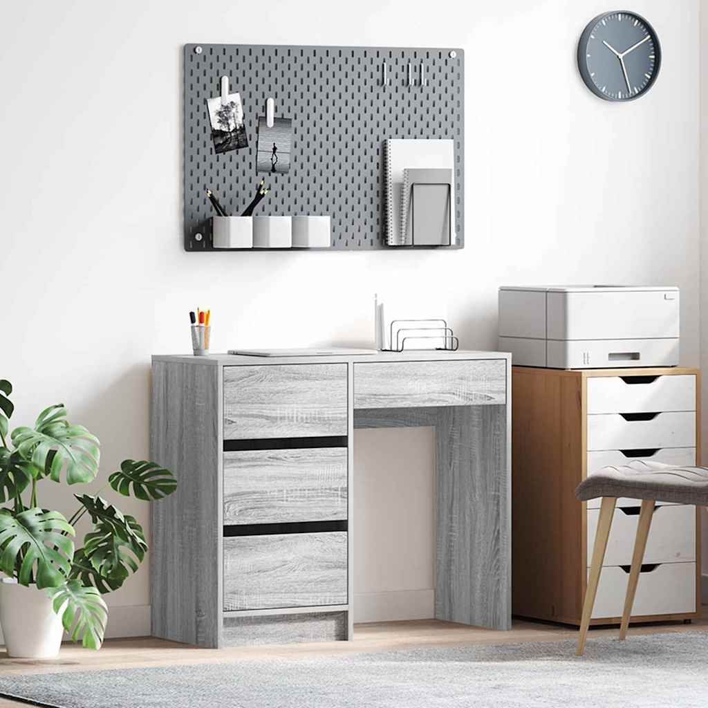 Bureau met lade Grijs Sonoma 90 x 37,5 x 75 cm Bewerkt hout is nu te koop bij PeponiXL, paradijselijk wonen!