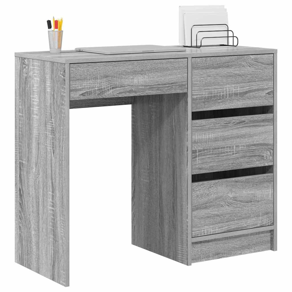 Bureau met lade Grijs Sonoma 90 x 37,5 x 75 cm Bewerkt hout is nu te koop bij PeponiXL, paradijselijk wonen!