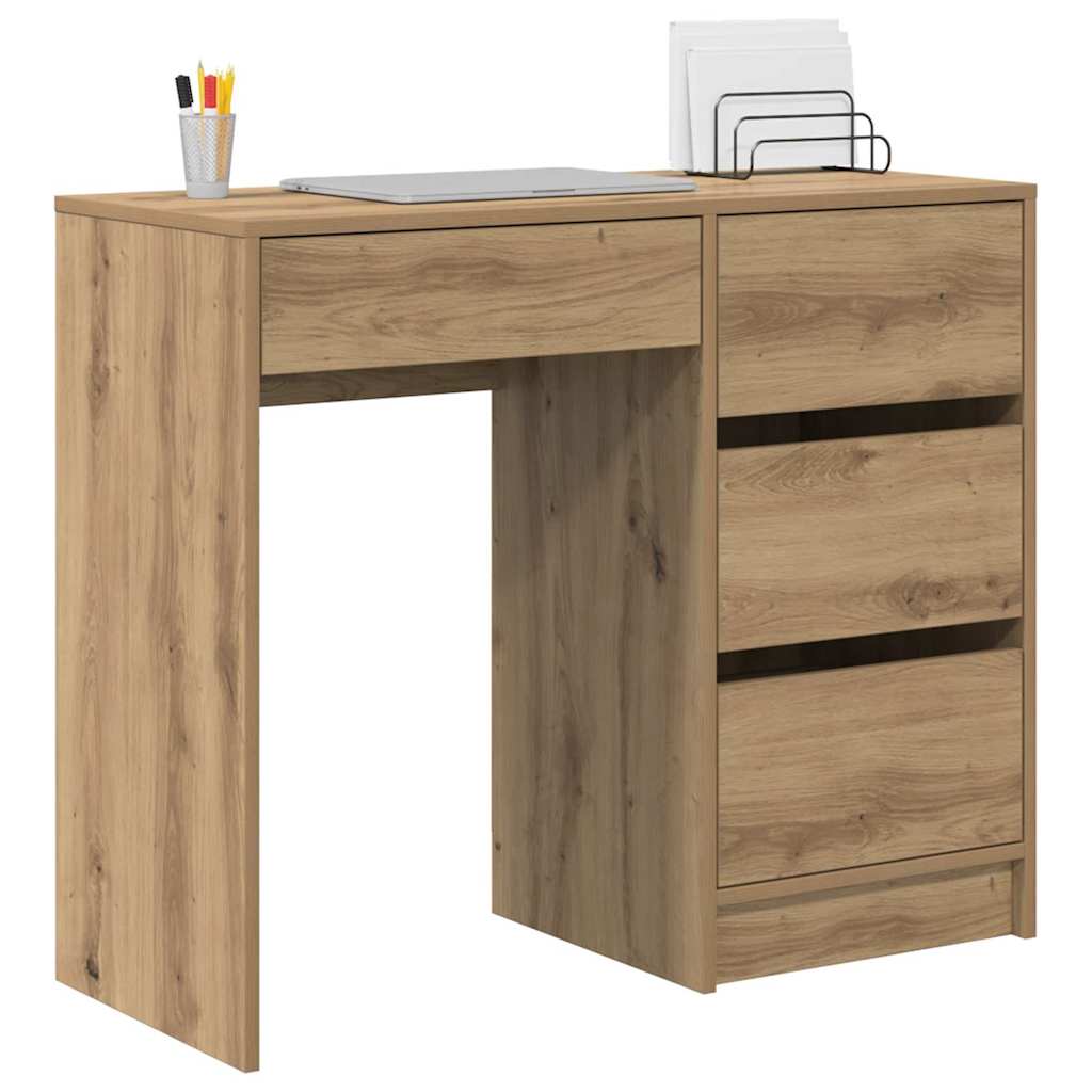 Bureau met lade Artisan Eiken 90 x 37,5 x 75 cm Bewerkt hout is nu te koop bij PeponiXL, paradijselijk wonen!