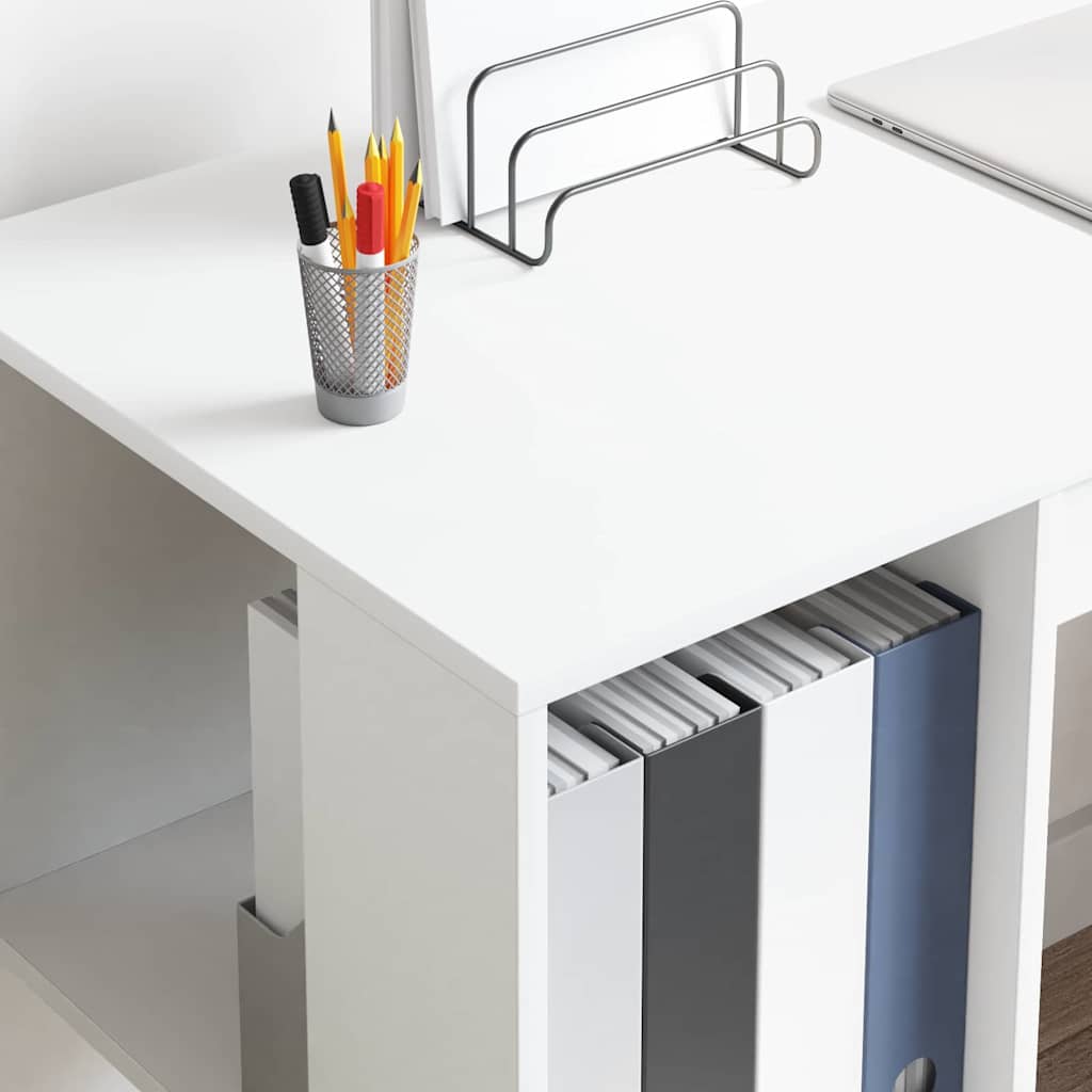 Bureau met plank met opslag Wit 130 x 50.5 x 75 cm Bewerkt hout is nu te koop bij PeponiXL, paradijselijk wonen!