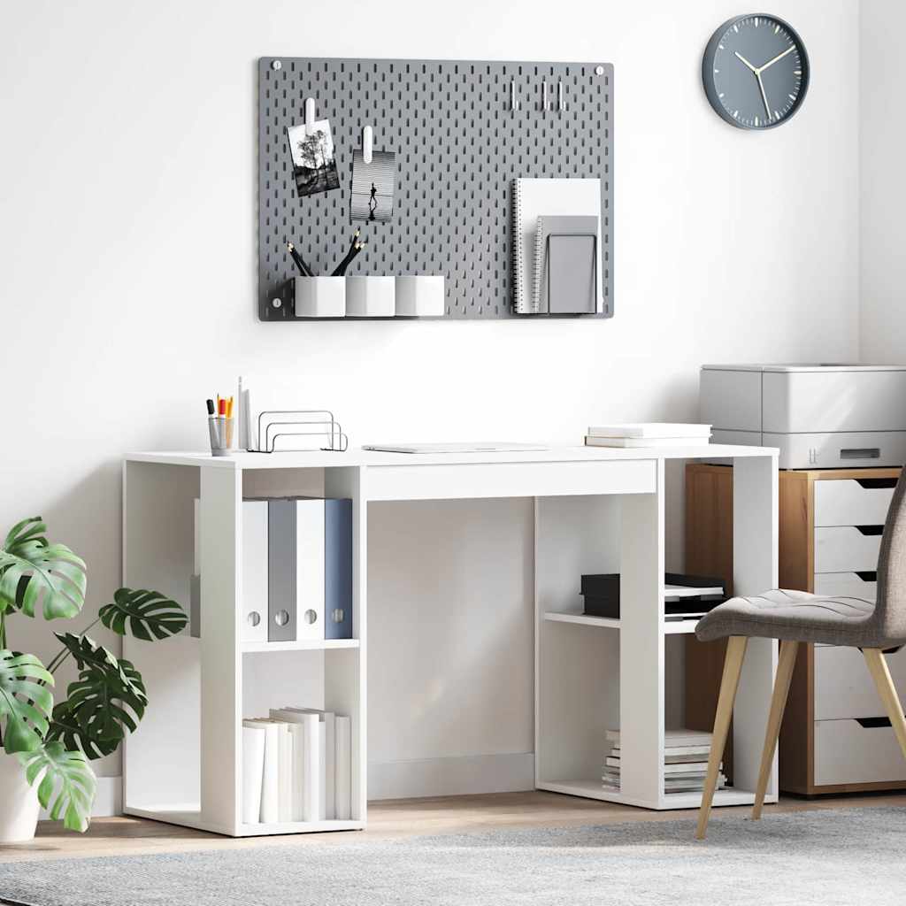 Bureau met plank met opslag Wit 130 x 50.5 x 75 cm Bewerkt hout is nu te koop bij PeponiXL, paradijselijk wonen!