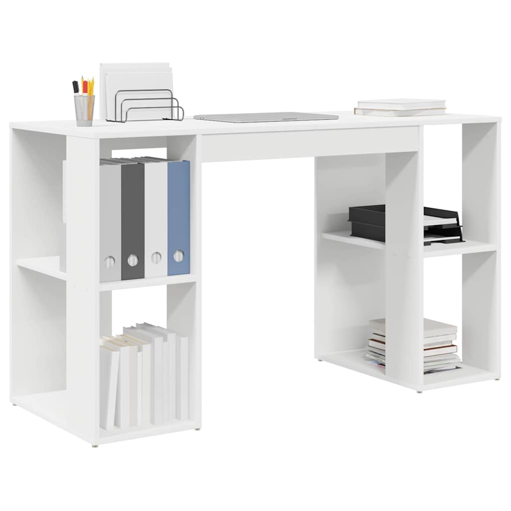 Bureau met plank met opslag Wit 130 x 50.5 x 75 cm Bewerkt hout is nu te koop bij PeponiXL, paradijselijk wonen!