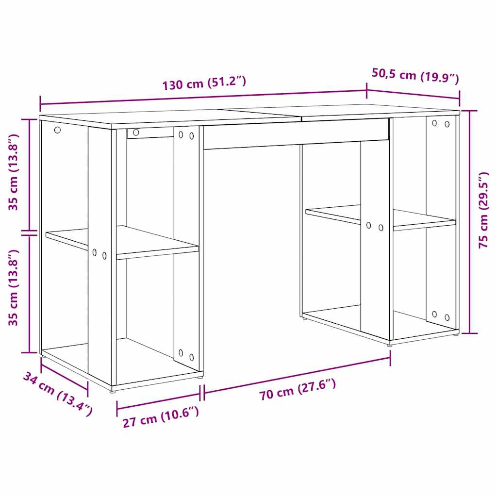 Bureau met plank met opslag Wit 130 x 50.5 x 75 cm Bewerkt hout is nu te koop bij PeponiXL, paradijselijk wonen!