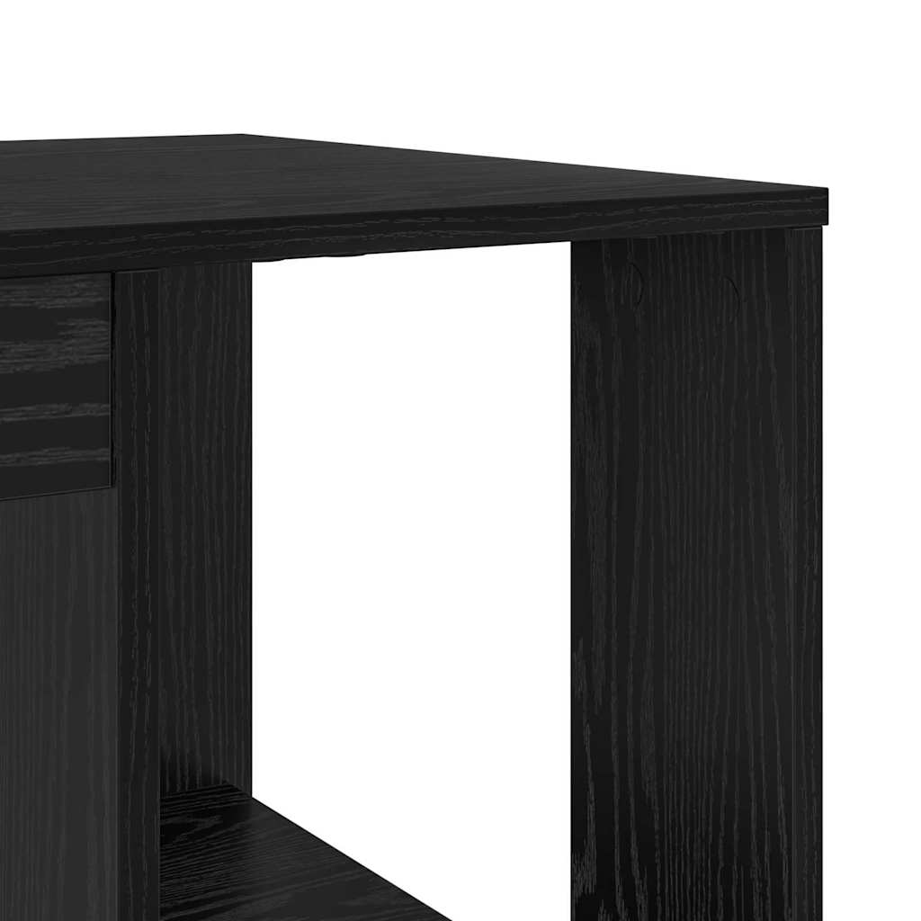 Bureau met plank Zwart Eiken 130 x 50.5 x 75 cm Bewerkt hout is nu te koop bij PeponiXL, paradijselijk wonen!