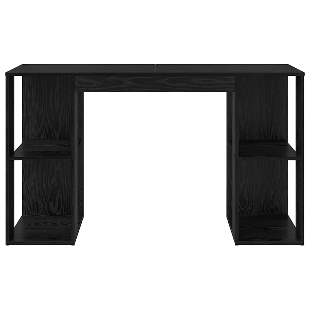 Bureau met plank Zwart Eiken 130 x 50.5 x 75 cm Bewerkt hout is nu te koop bij PeponiXL, paradijselijk wonen!