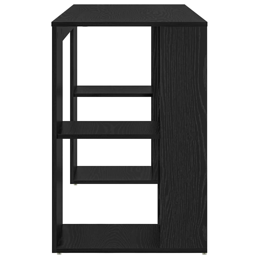 Bureau met plank Zwart Eiken 130 x 50.5 x 75 cm Bewerkt hout is nu te koop bij PeponiXL, paradijselijk wonen!
