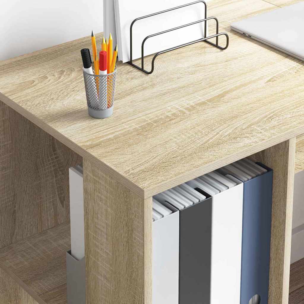Bureau met plank Sonoma Eiken 130 x 50.5 x 75 cm Bewerkt hout is nu te koop bij PeponiXL, paradijselijk wonen!
