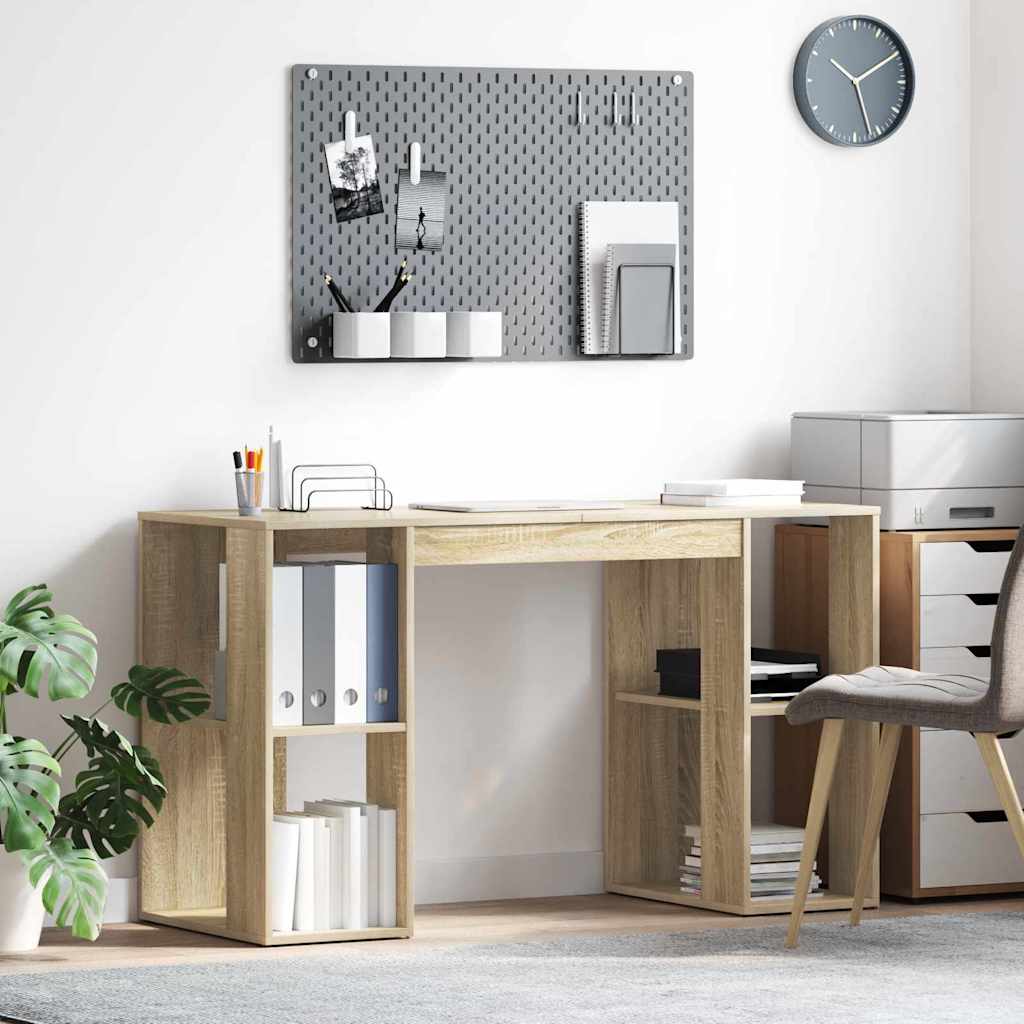 Bureau met plank Sonoma Eiken 130 x 50.5 x 75 cm Bewerkt hout is nu te koop bij PeponiXL, paradijselijk wonen!