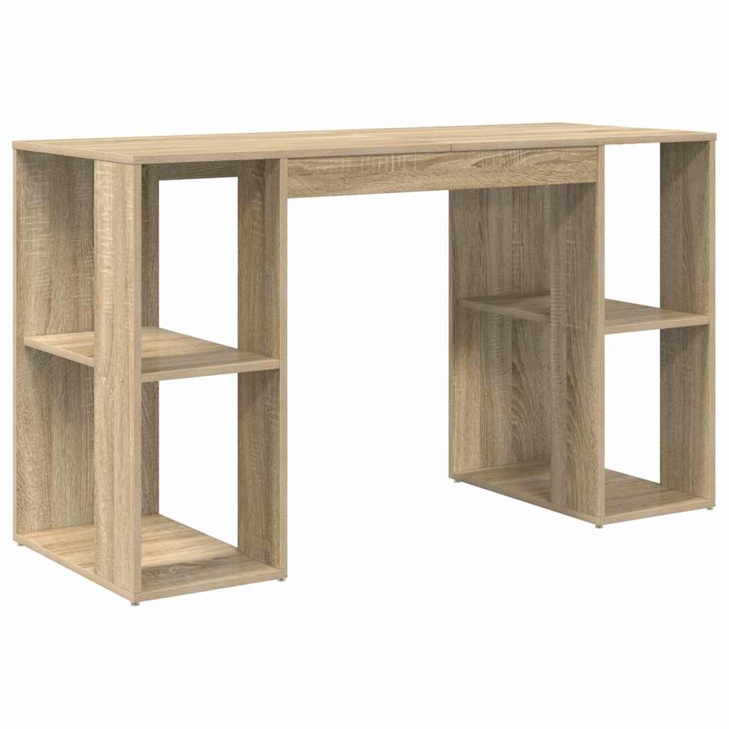 Bureau met plank Sonoma Eiken 130 x 50.5 x 75 cm Bewerkt hout is nu te koop bij PeponiXL, paradijselijk wonen!