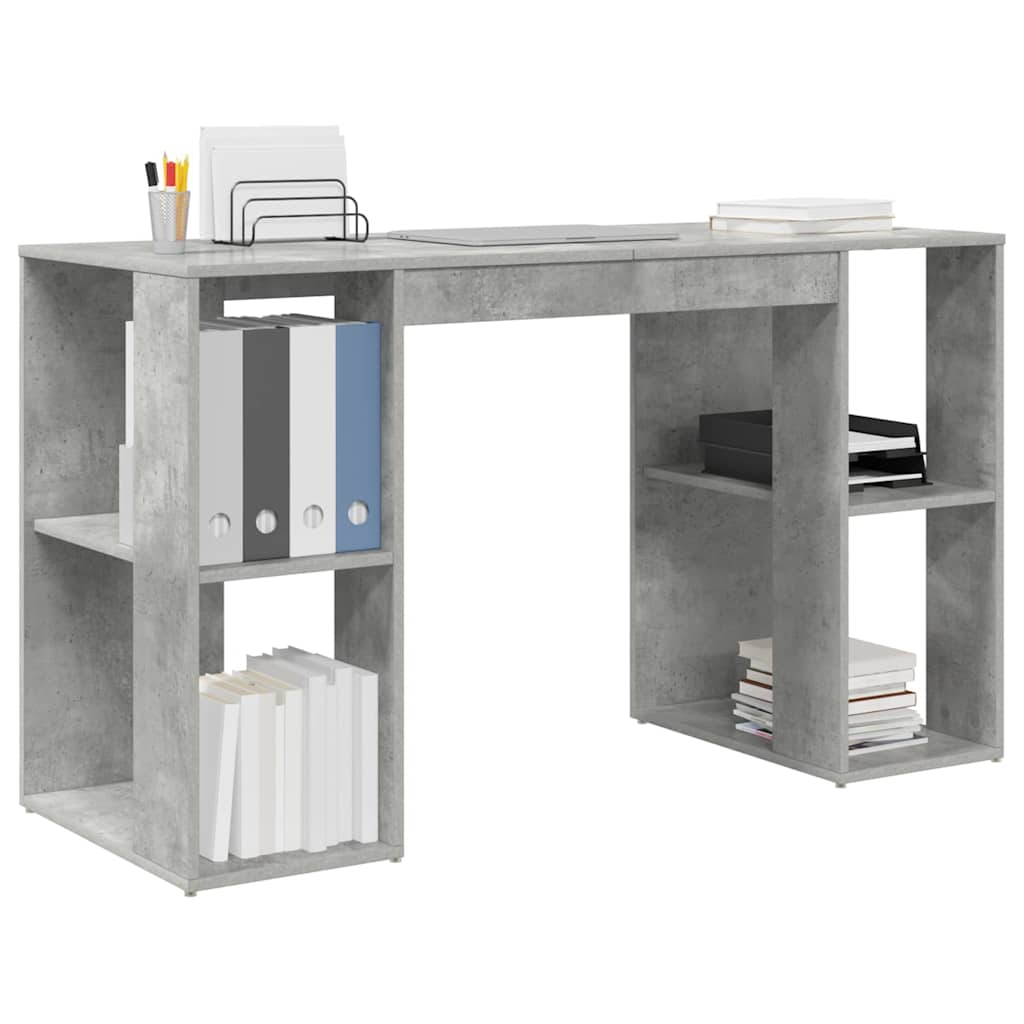 Bureau met plank Beton Grijs 130 x 50.5 x 75 cm Bewerkt hout is nu te koop bij PeponiXL, paradijselijk wonen!
