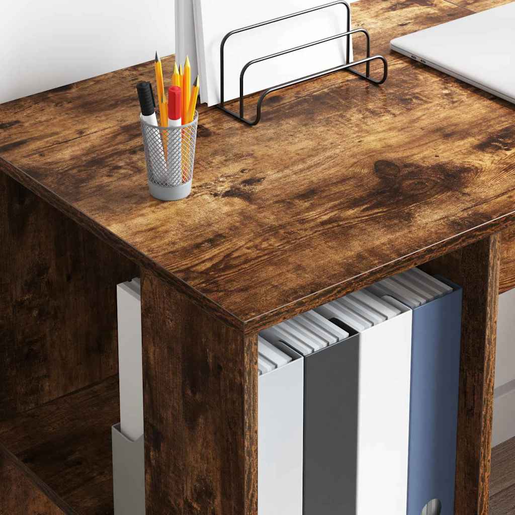 Bureau met plank Gerookt eiken 130 x 50.5 x 75 cm Bewerkt hout is nu te koop bij PeponiXL, paradijselijk wonen!