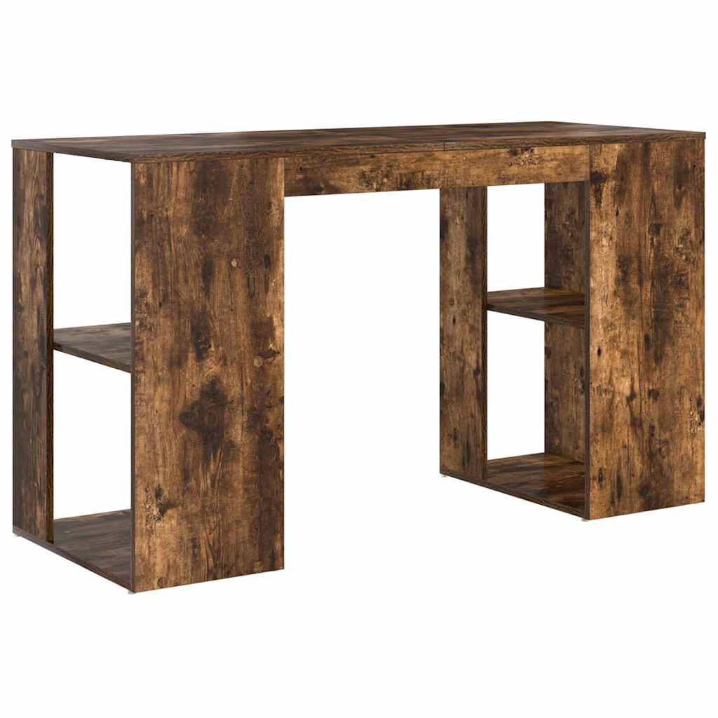 Bureau met plank Gerookt eiken 130 x 50.5 x 75 cm Bewerkt hout is nu te koop bij PeponiXL, paradijselijk wonen!