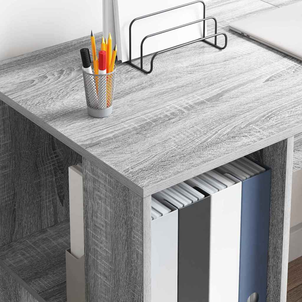 Bureau met plank Grijs Sonoma 130 x 50.5 x 75 cm Bewerkt hout is nu te koop bij PeponiXL, paradijselijk wonen!