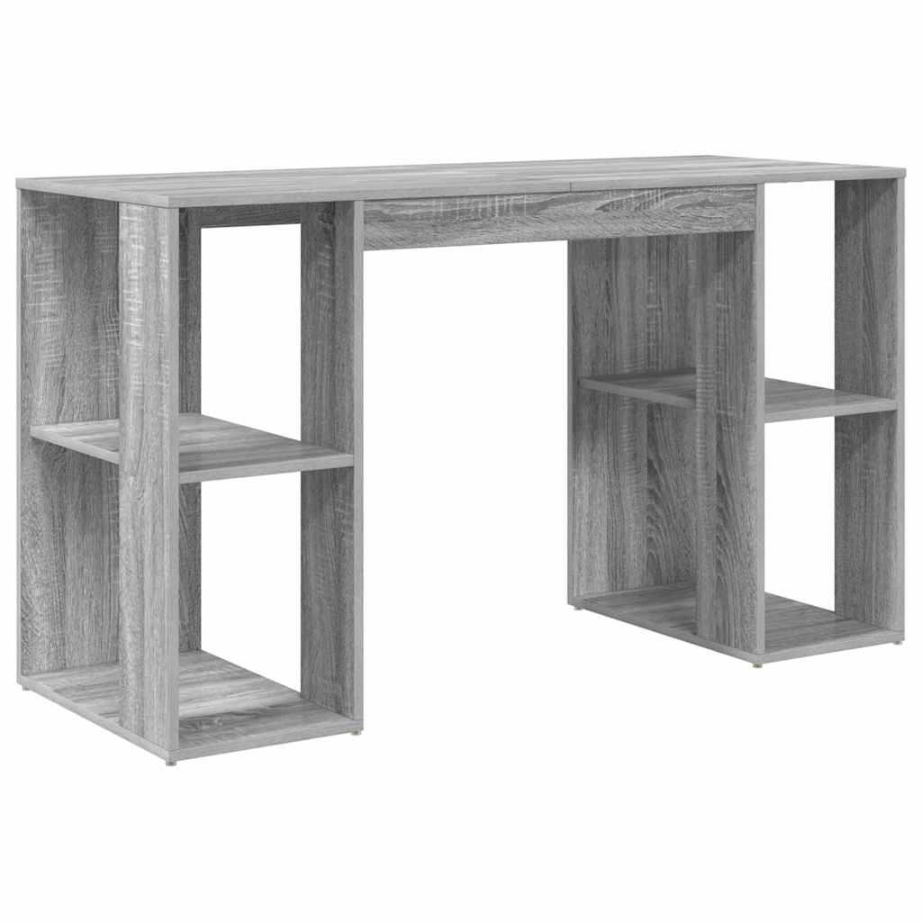 Bureau met plank Grijs Sonoma 130 x 50.5 x 75 cm Bewerkt hout is nu te koop bij PeponiXL, paradijselijk wonen!