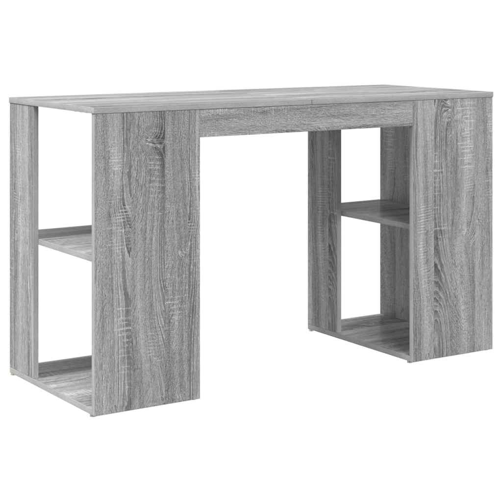 Bureau met plank Grijs Sonoma 130 x 50.5 x 75 cm Bewerkt hout is nu te koop bij PeponiXL, paradijselijk wonen!