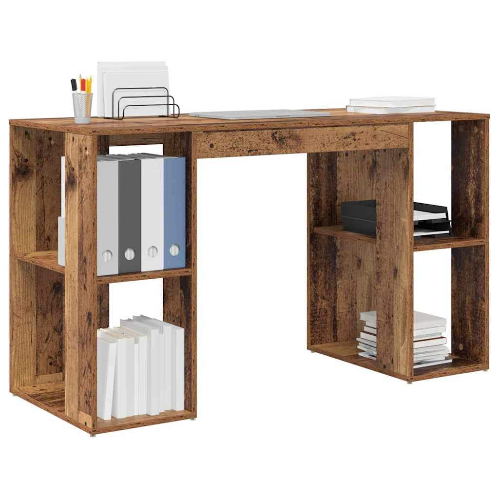 Bureau met plank Oud Hout 130 x 50.5 x 75 cm Bewerkt hout is nu te koop bij PeponiXL, paradijselijk wonen!