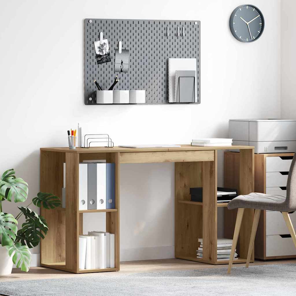 Bureau met plank Artisan Eiken 130 x 50.5 x 75 cm Bewerkt hout is nu te koop bij PeponiXL, paradijselijk wonen!