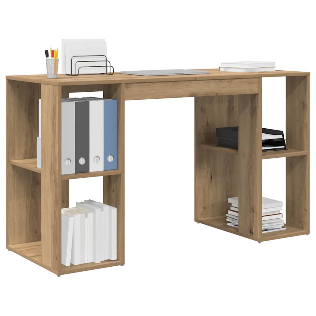 Bureau met plank Artisan Eiken 130 x 50.5 x 75 cm Bewerkt hout is nu te koop bij PeponiXL, paradijselijk wonen!