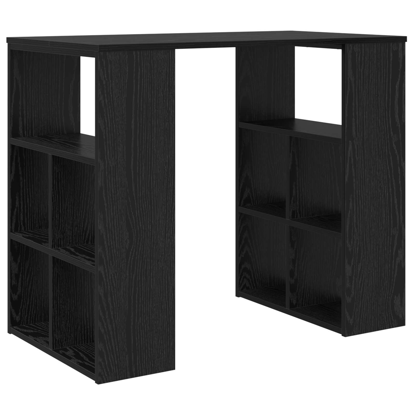 Bureau met plank Zwart Eiken 90 x 50 x 75 cm Bewerkt hout is nu te koop bij PeponiXL, paradijselijk wonen!