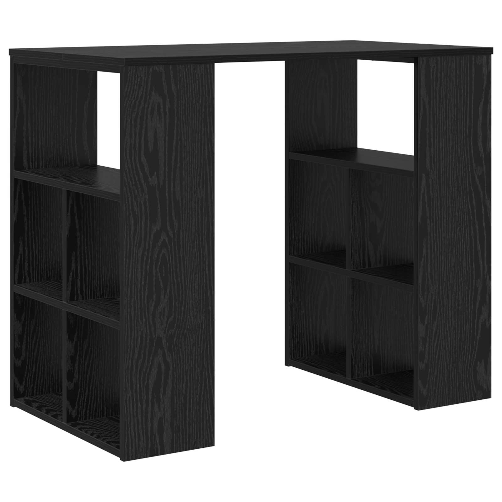 Bureau met plank Zwart Eiken 90 x 50 x 75 cm Bewerkt hout is nu te koop bij PeponiXL, paradijselijk wonen!