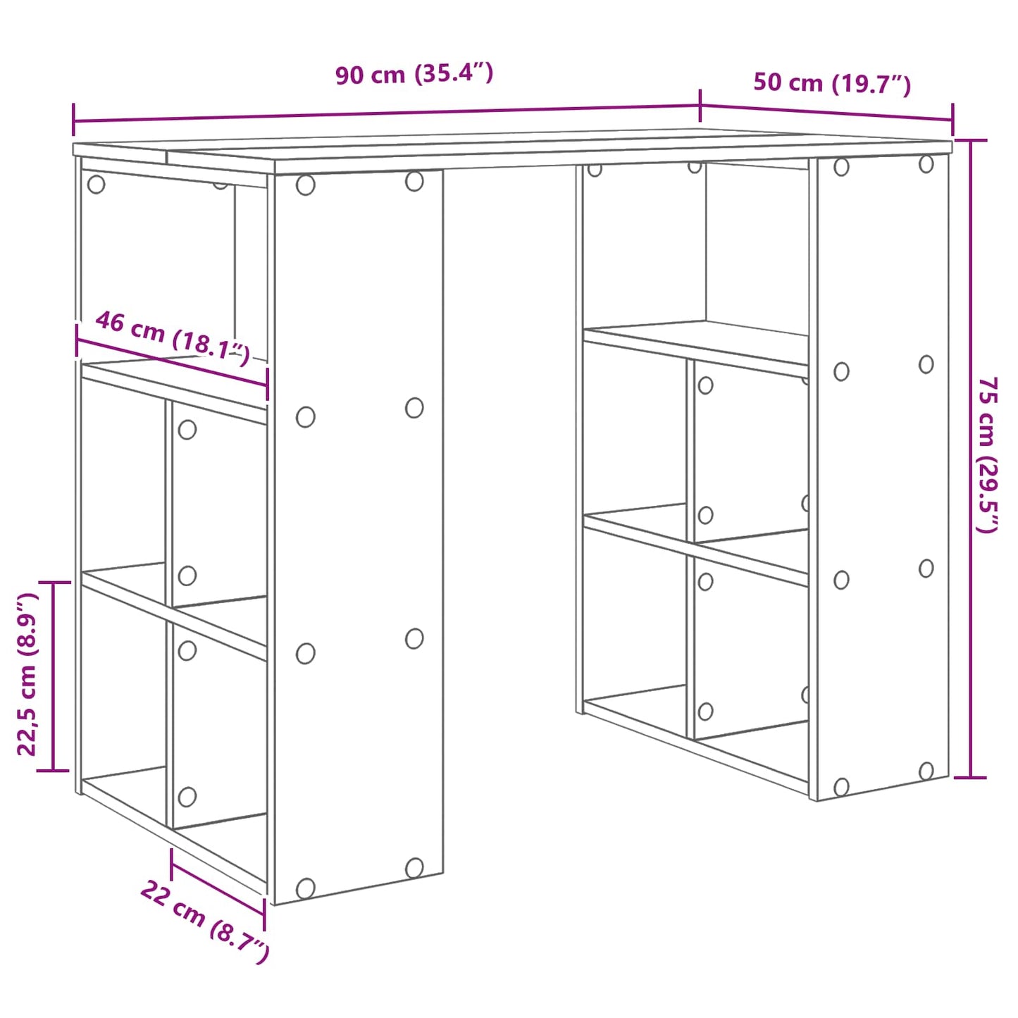 Bureau met plank Zwart Eiken 90 x 50 x 75 cm Bewerkt hout is nu te koop bij PeponiXL, paradijselijk wonen!