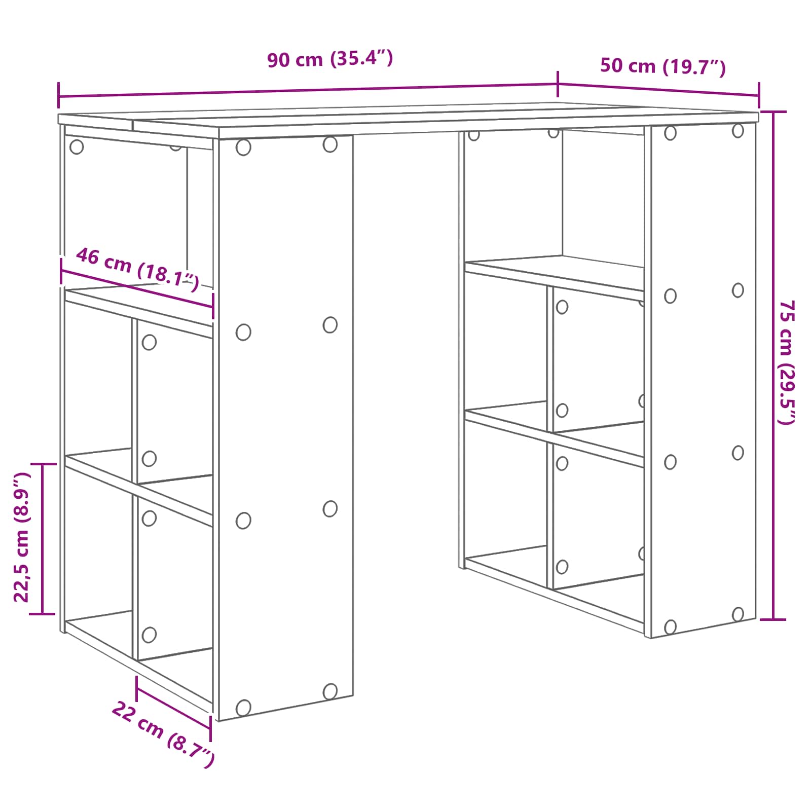 Bureau met plank Zwart Eiken 90 x 50 x 75 cm Bewerkt hout is nu te koop bij PeponiXL, paradijselijk wonen!
