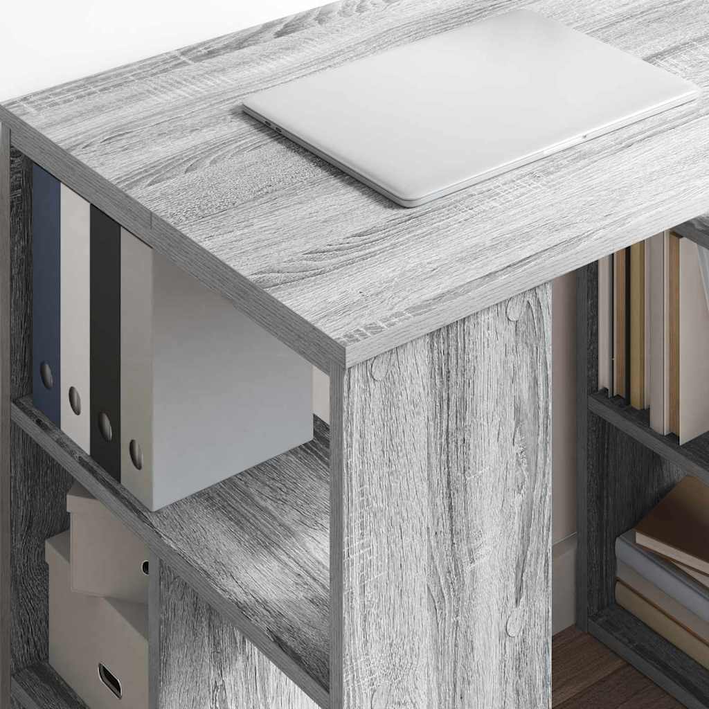 Bureau met plank Grijs Sonoma 90 x 50 x 75 cm Bewerkt hout is nu te koop bij PeponiXL, paradijselijk wonen!