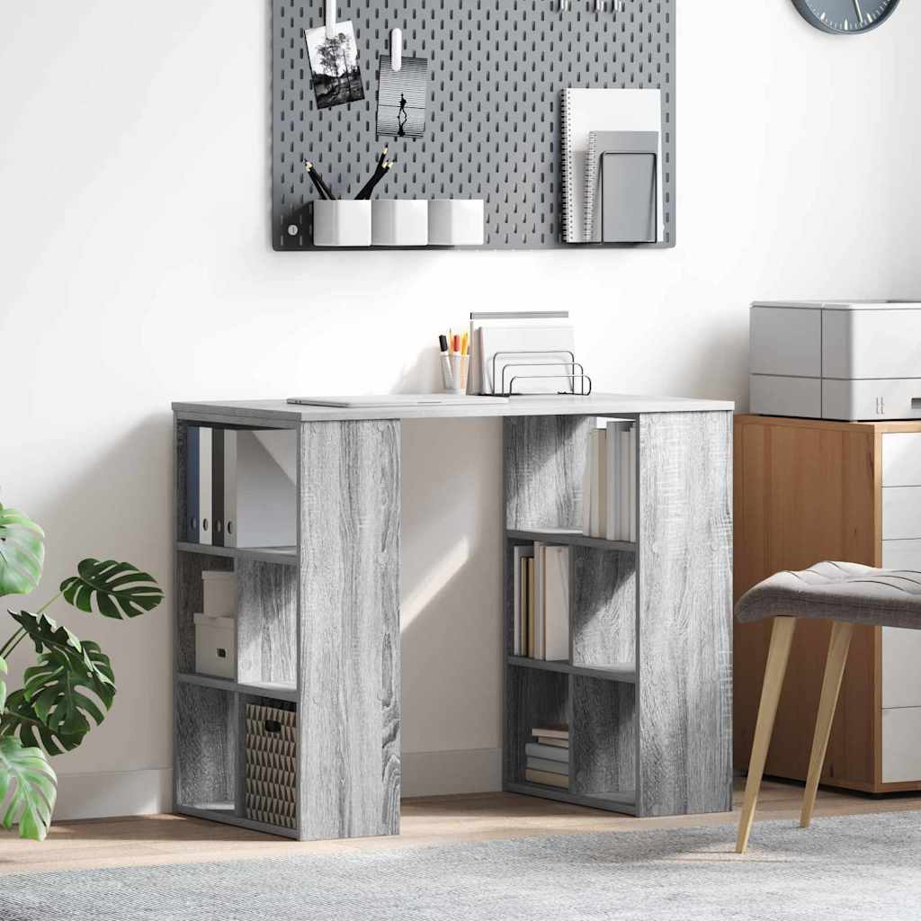 Bureau met plank Grijs Sonoma 90 x 50 x 75 cm Bewerkt hout is nu te koop bij PeponiXL, paradijselijk wonen!