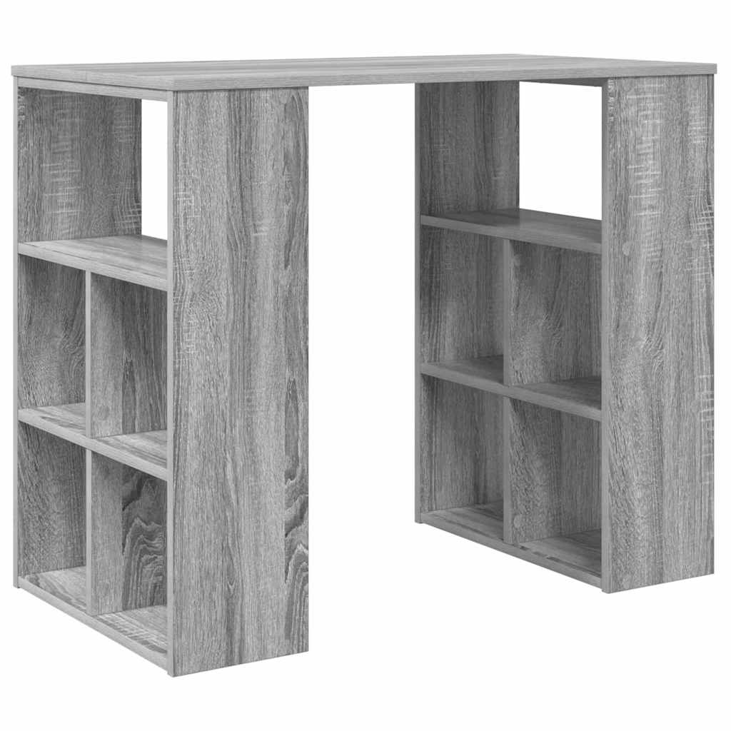 Bureau met plank Grijs Sonoma 90 x 50 x 75 cm Bewerkt hout is nu te koop bij PeponiXL, paradijselijk wonen!