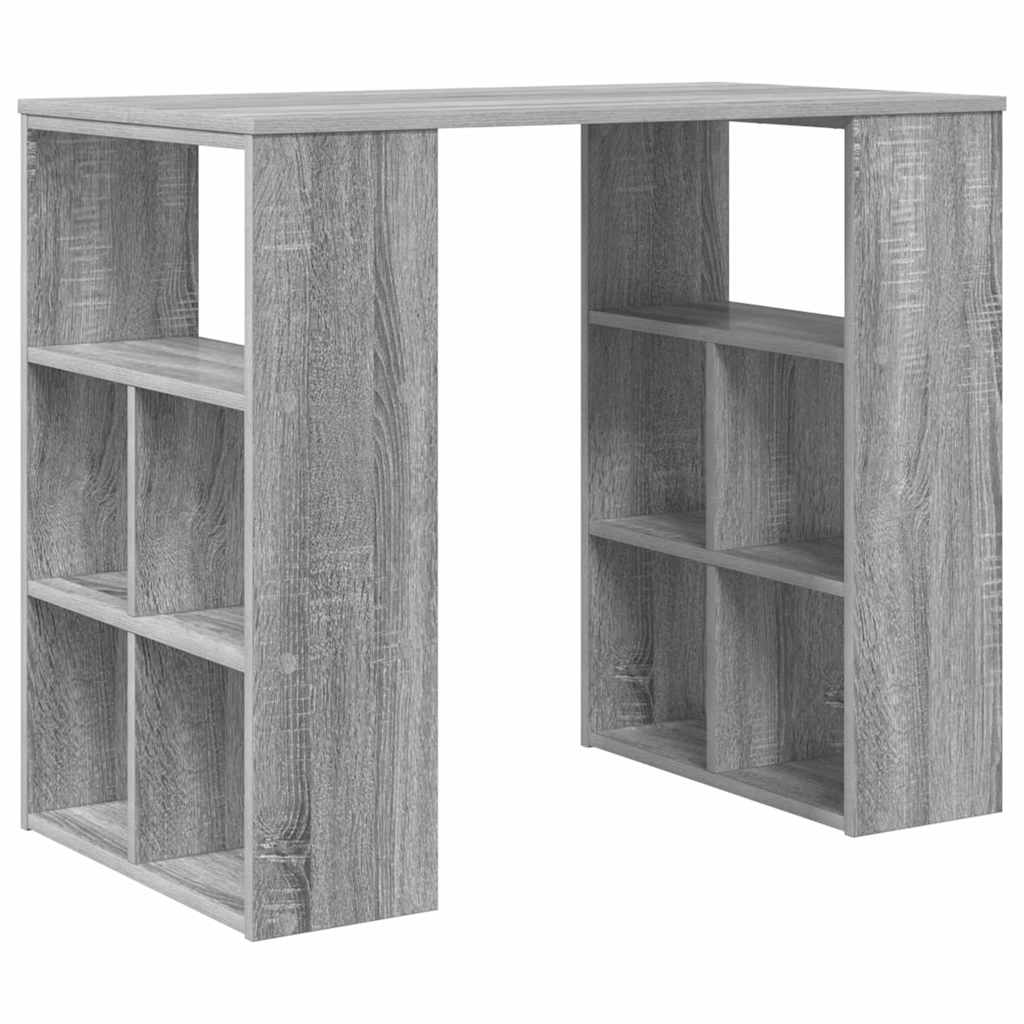 Bureau met plank Grijs Sonoma 90 x 50 x 75 cm Bewerkt hout is nu te koop bij PeponiXL, paradijselijk wonen!