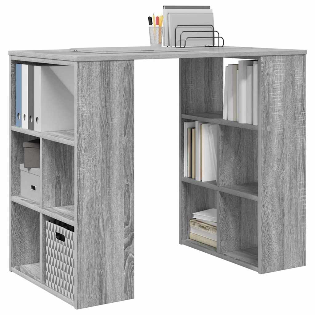 Bureau met plank Grijs Sonoma 90 x 50 x 75 cm Bewerkt hout is nu te koop bij PeponiXL, paradijselijk wonen!