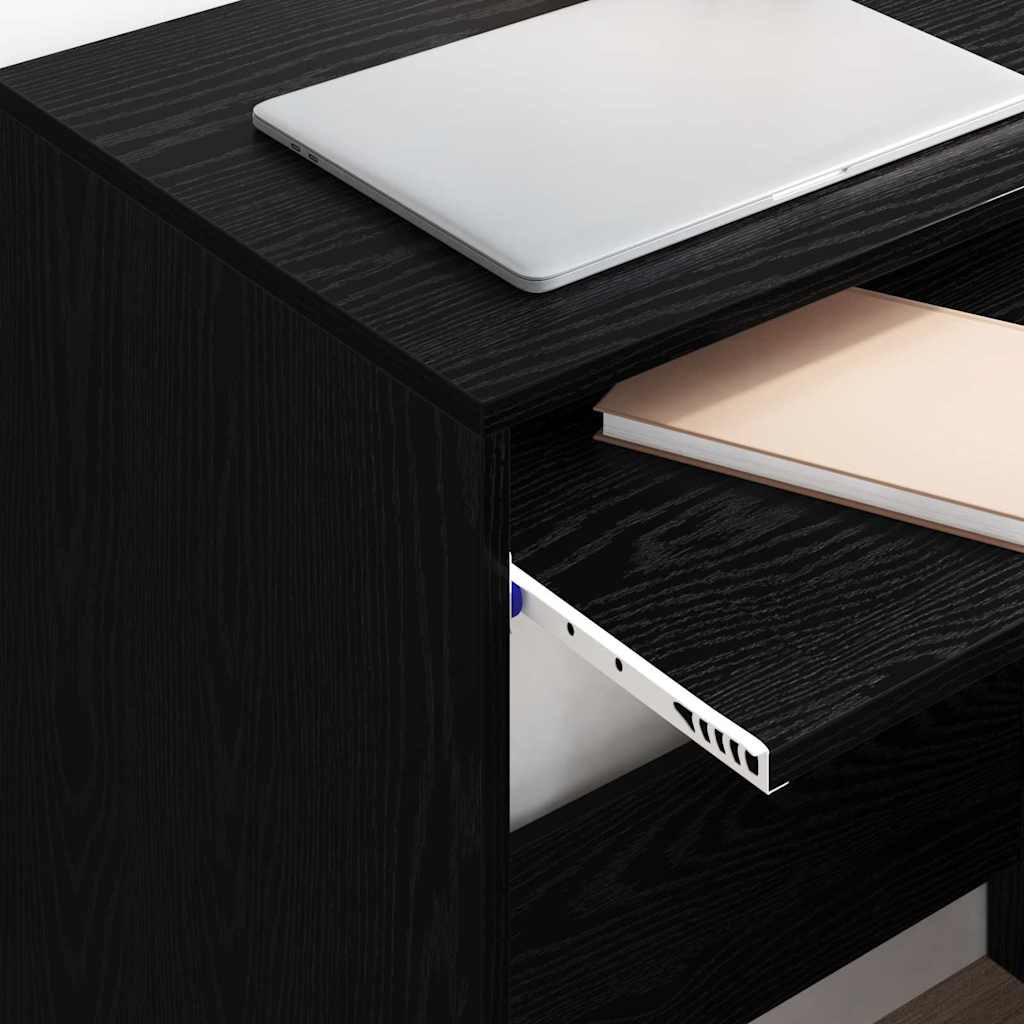 Bureau met lade Zwart Eiken 77.5 x 43 x 79 cm Bewerkt hout is nu te koop bij PeponiXL, paradijselijk wonen!