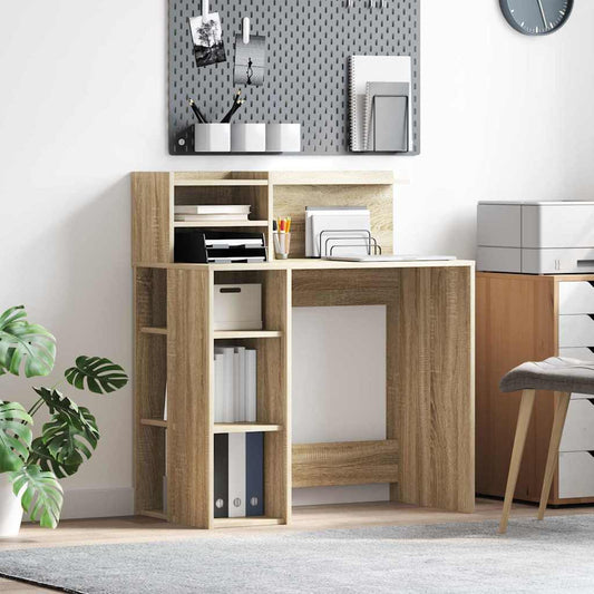 Bureau met plank Sonoma Eiken 90 x 48 x 101,5 cm Bewerkt hout is nu te koop bij PeponiXL, paradijselijk wonen!