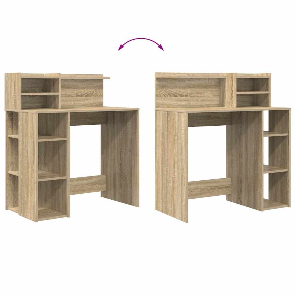 Bureau met plank Sonoma Eiken 90 x 48 x 101,5 cm Bewerkt hout is nu te koop bij PeponiXL, paradijselijk wonen!