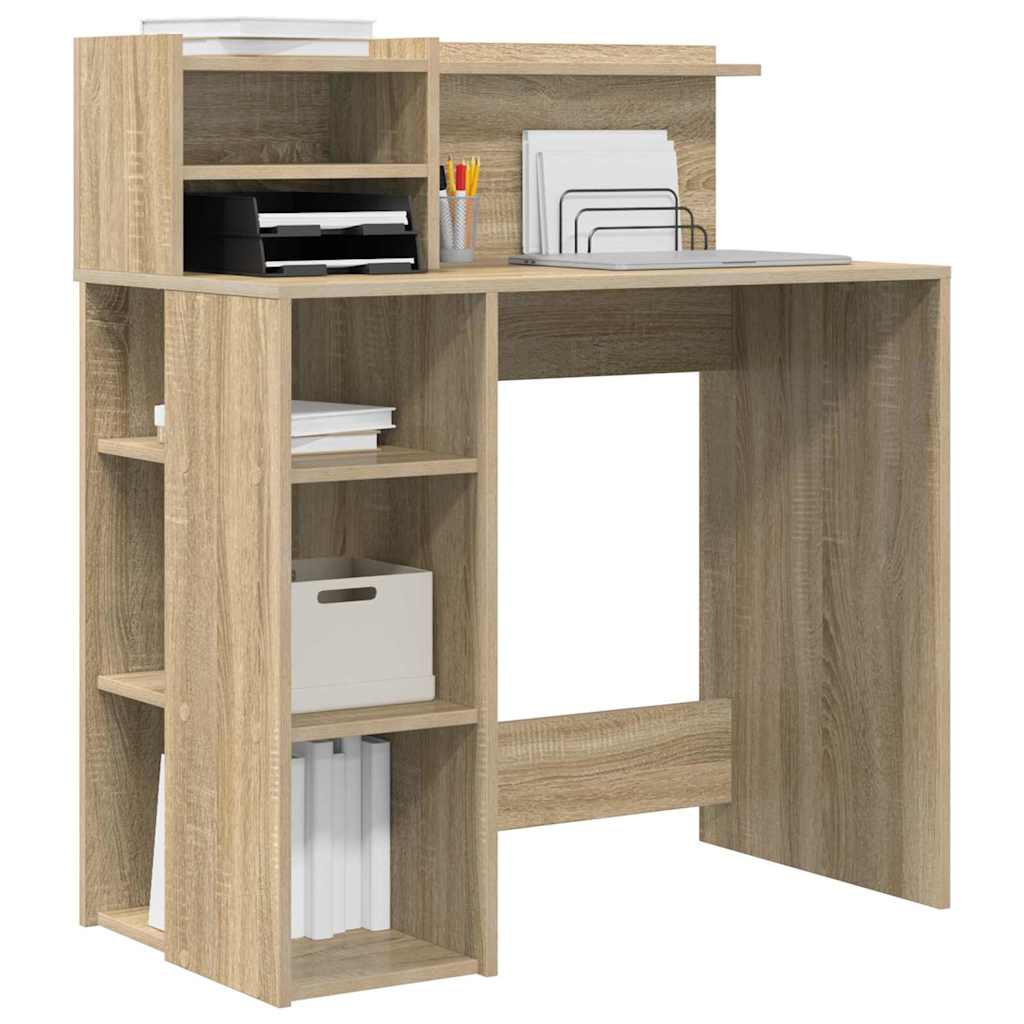 Bureau met plank Sonoma Eiken 90 x 48 x 101,5 cm Bewerkt hout is nu te koop bij PeponiXL, paradijselijk wonen!