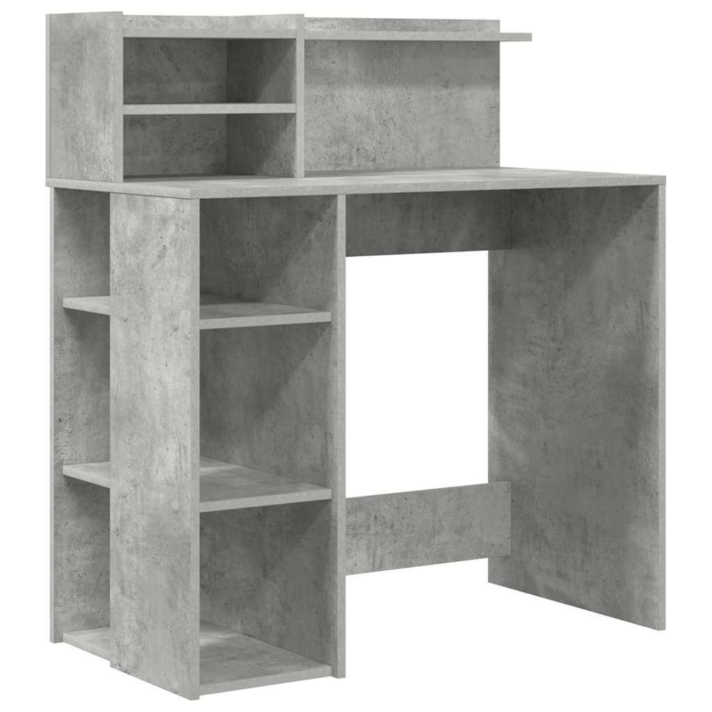 Bureau met plank Beton Grijs 90 x 48 x 101,5 cm Bewerkt hout is nu te koop bij PeponiXL, paradijselijk wonen!