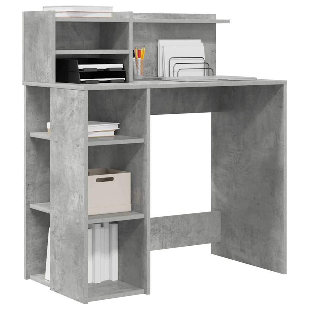 Bureau met plank Beton Grijs 90 x 48 x 101,5 cm Bewerkt hout is nu te koop bij PeponiXL, paradijselijk wonen!