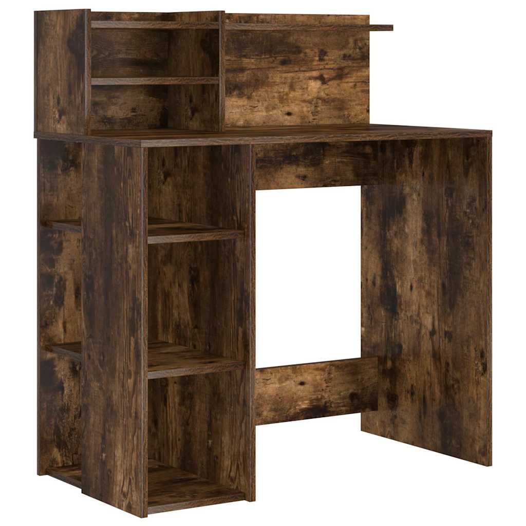 Bureau met plank Gerookt eiken 90 x 48 x 101,5 cm Bewerkt hout is nu te koop bij PeponiXL, paradijselijk wonen!