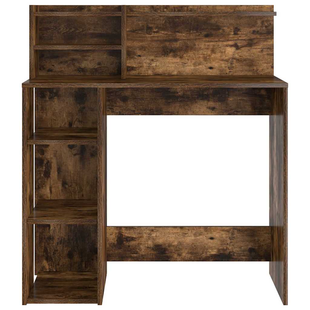 Bureau met plank Gerookt eiken 90 x 48 x 101,5 cm Bewerkt hout is nu te koop bij PeponiXL, paradijselijk wonen!