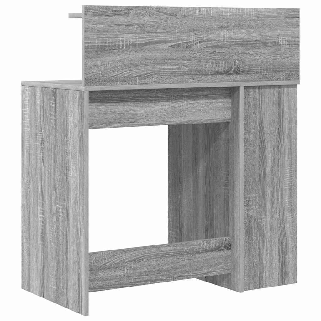 Bureau met plank Grijs Sonoma 90 x 48 x 101,5 cm Bewerkt hout is nu te koop bij PeponiXL, paradijselijk wonen!