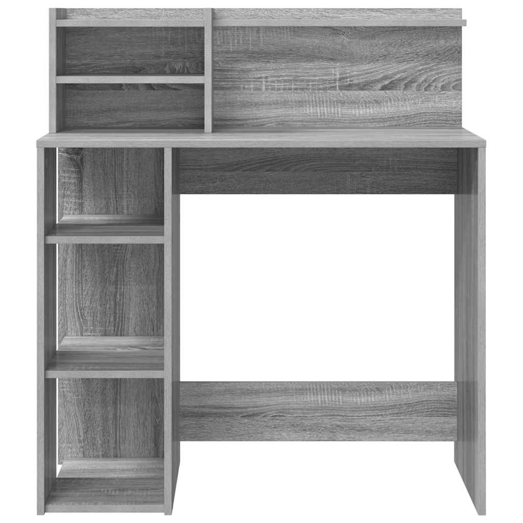 Bureau met plank Grijs Sonoma 90 x 48 x 101,5 cm Bewerkt hout is nu te koop bij PeponiXL, paradijselijk wonen!