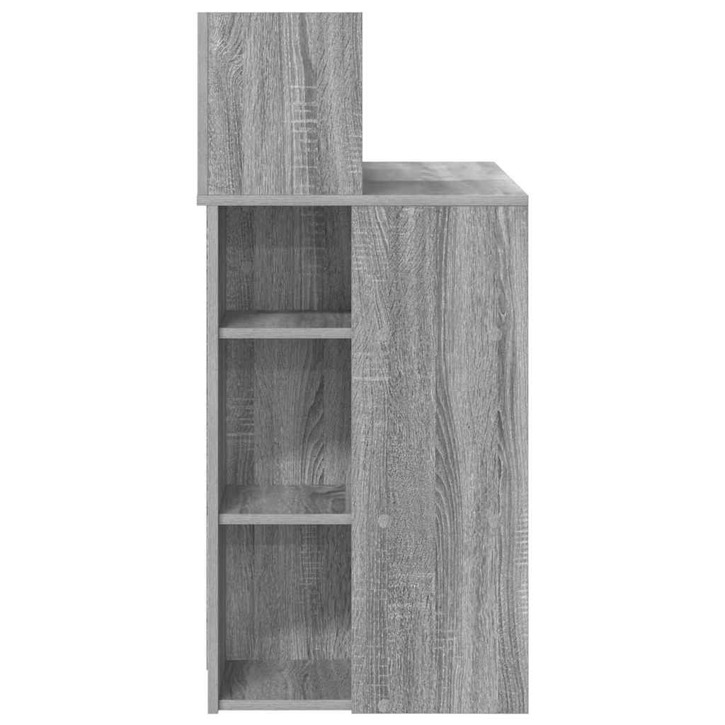 Bureau met plank Grijs Sonoma 90 x 48 x 101,5 cm Bewerkt hout is nu te koop bij PeponiXL, paradijselijk wonen!