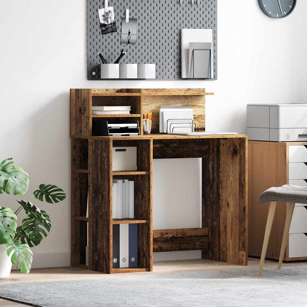 Bureau met plank Oud Hout 90 x 48 x 101,5 cm Bewerkt hout is nu te koop bij PeponiXL, paradijselijk wonen!