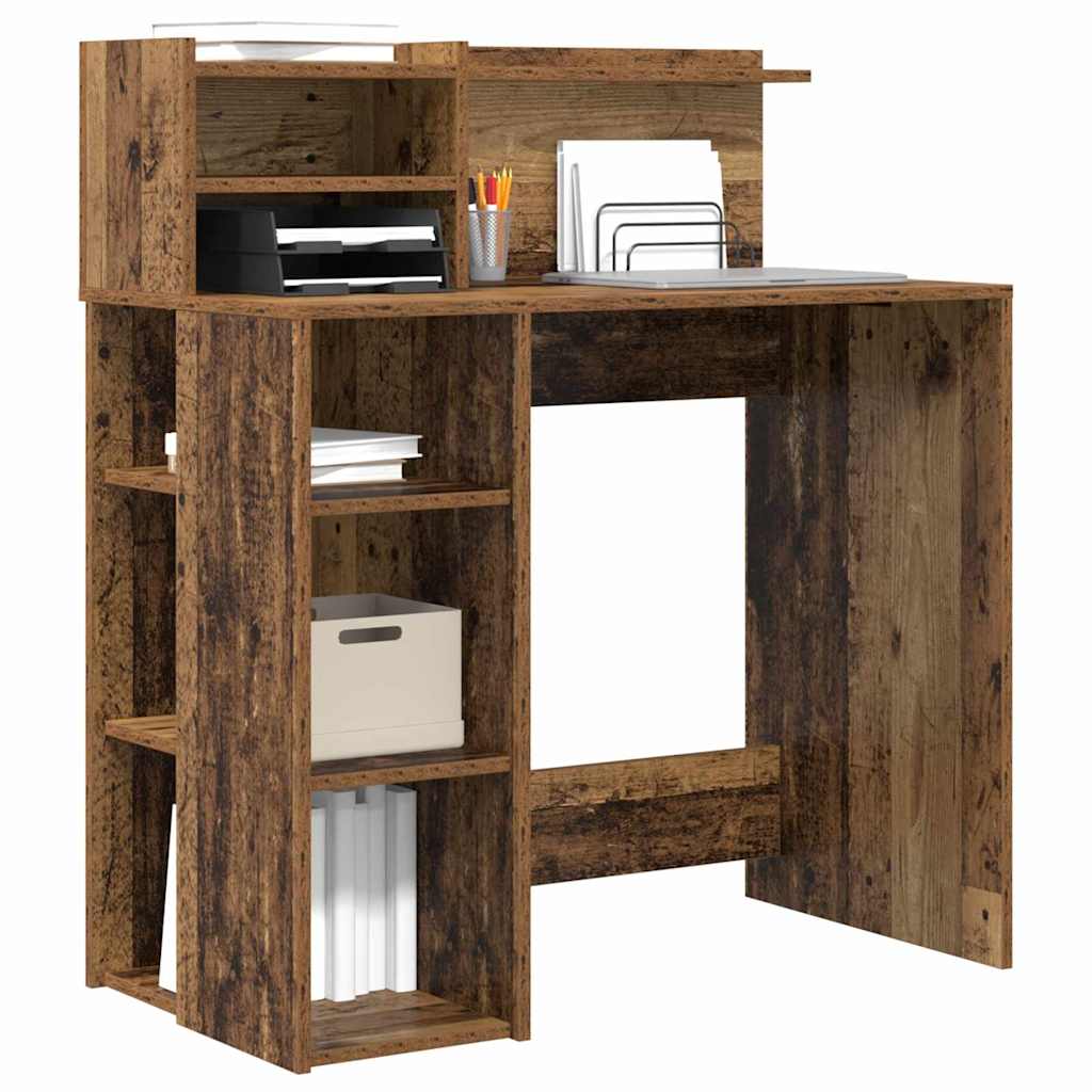 Bureau met plank Oud Hout 90 x 48 x 101,5 cm Bewerkt hout is nu te koop bij PeponiXL, paradijselijk wonen!