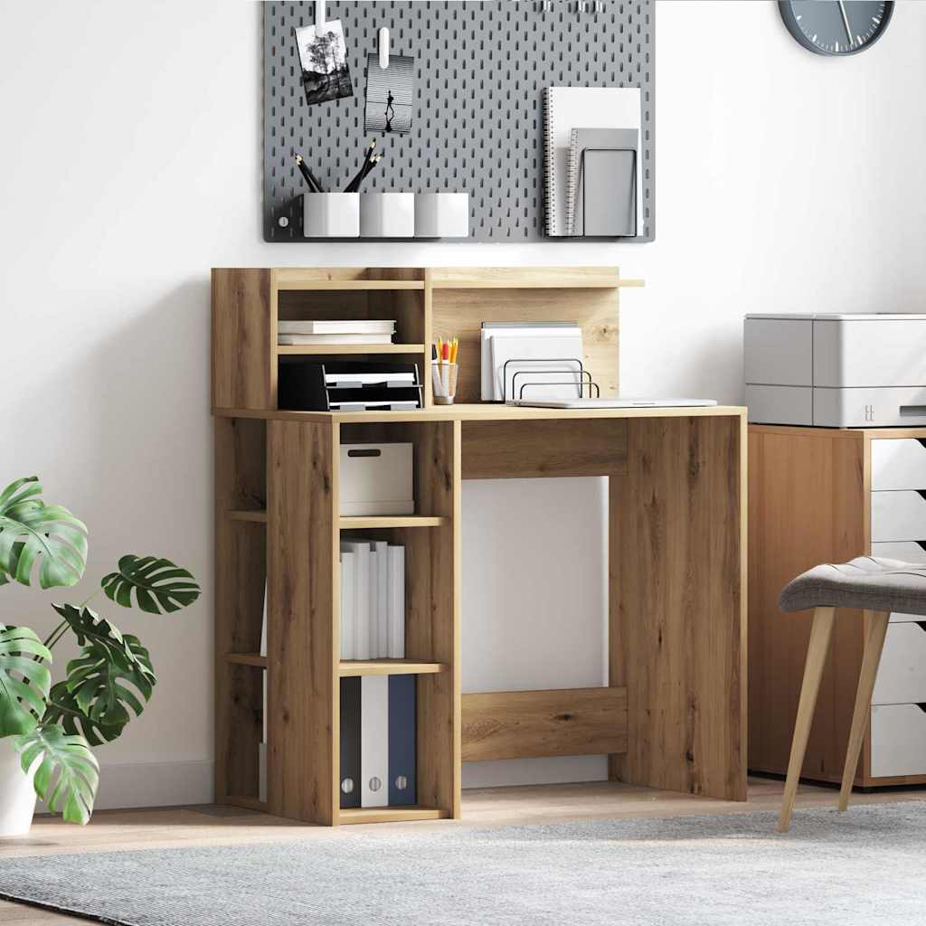 Bureau met plank Artisan Eiken 90 x 48 x 101,5 cm Bewerkt hout is nu te koop bij PeponiXL, paradijselijk wonen!