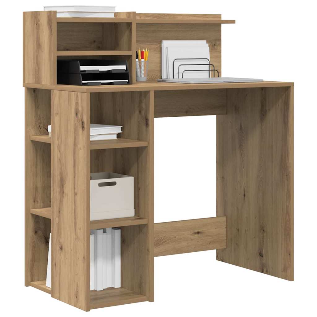 Bureau met plank Artisan Eiken 90 x 48 x 101,5 cm Bewerkt hout is nu te koop bij PeponiXL, paradijselijk wonen!