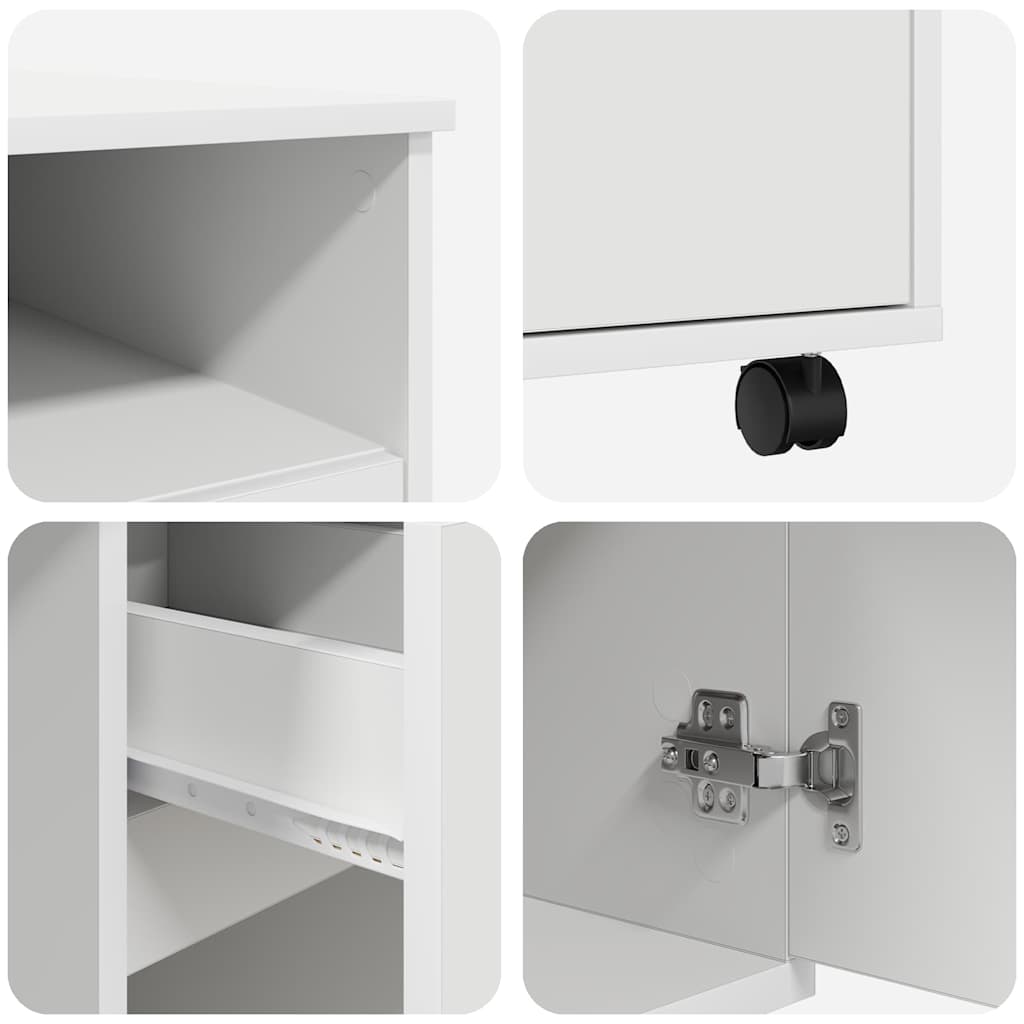 Bureau met Wielen met lade Wit 91 x 50 x 77 cm Bewerkt hout is nu te koop bij PeponiXL, paradijselijk wonen!